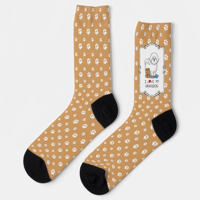 Ich Liebe mein Großhund Bichon Frise Dog - Großelt Socken (Linkes Detail)