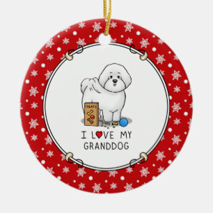 Ich Liebe mein Großhund Bichon Frise Dog Großmutte Keramik Ornament
