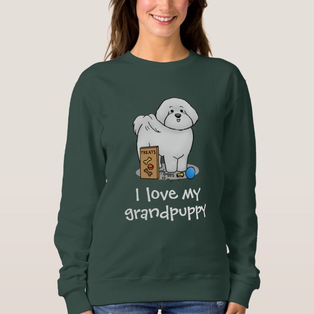 Ich Liebe mein Großhund Bichon Frise Dog Großmutte Sweatshirt (Vorderseite)
