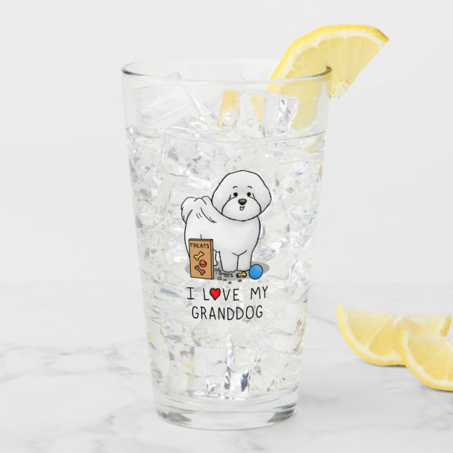 Ich Liebe mein Großhund Bichon Frise Hund - Großel Glas (Rückseite Ice)