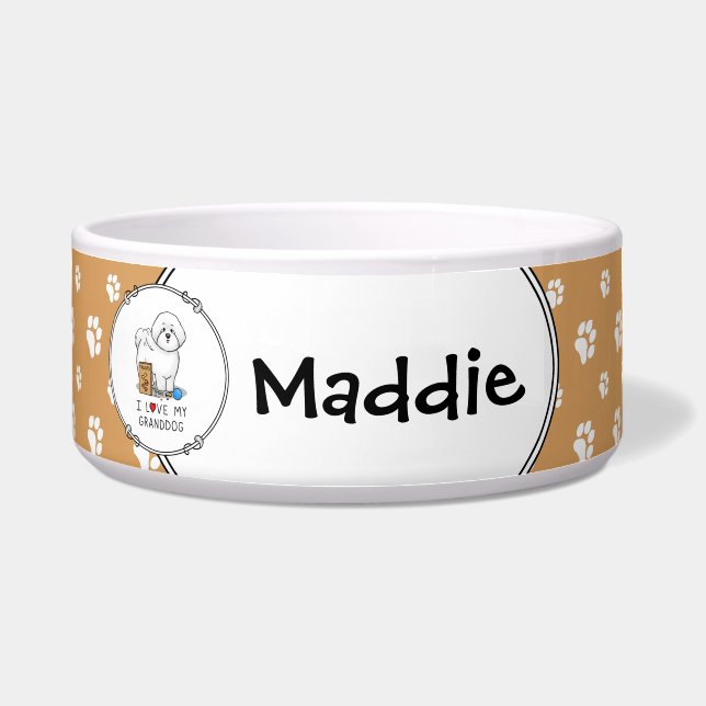 Ich Liebe mein Großhund Bichon Frise Hund, Großwel Napf (Vorderseite)