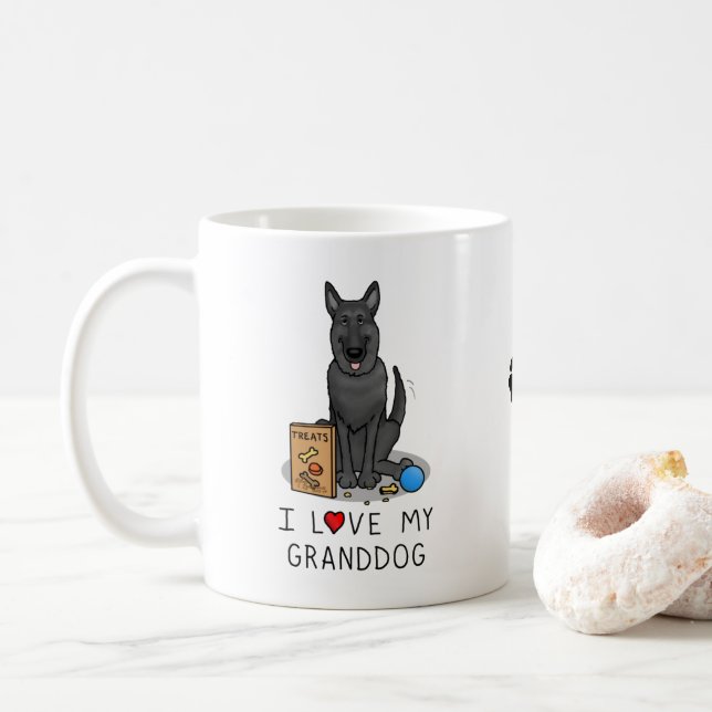 Ich Liebe mein Großhund Schwarzer Schäferhund Kaffeetasse (Mit Donut)