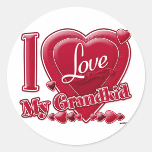 Ich Liebe mein Großkind Red Hearts Runder Aufkleber