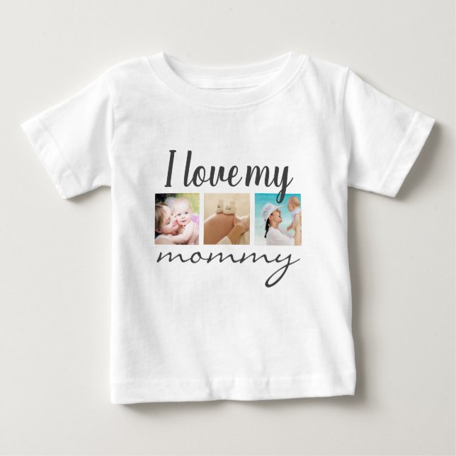 Ich Liebe mein handgeschriebenes Mama, Foto weiß Baby T-shirt (Vorderseite)