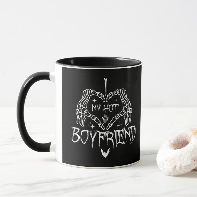 Ich Liebe mein heißer Freund Halloween Skeleton Fu Tasse (Mit Donut)