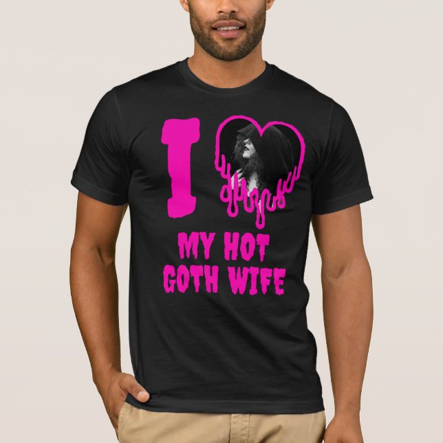 Ich Liebe mein Hot Goth Ehefrau Grunge Pink Heart  T-Shirt (Vorderseite)