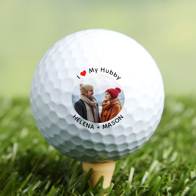 Ich Liebe mein Hubby-Foto benutzerdefinierbar Golfball (Von Creator hochgeladen)