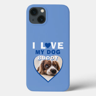 Ich Liebe mein Hund Blue Heart Pet Name Foto Case-Mate iPhone Hülle