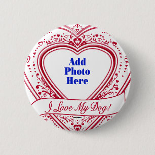 Ich Liebe mein Hund! Foto Red Hearts Button