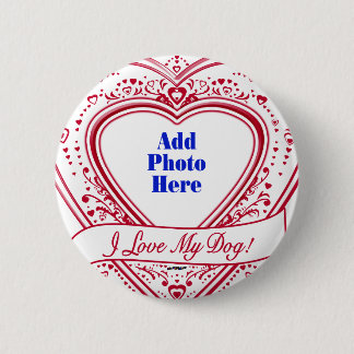 Ich Liebe mein Hund! Foto Red Hearts Button