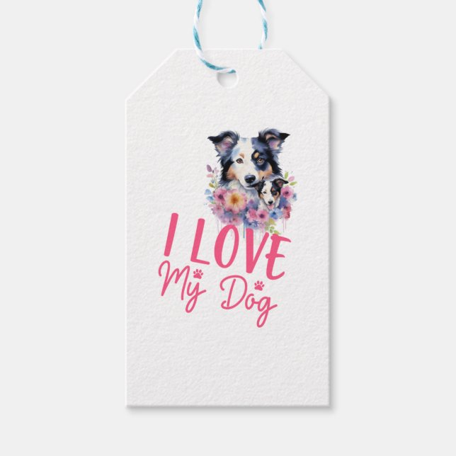 Ich Liebe mein Hund Geschenkanhänger (Vorderseite)