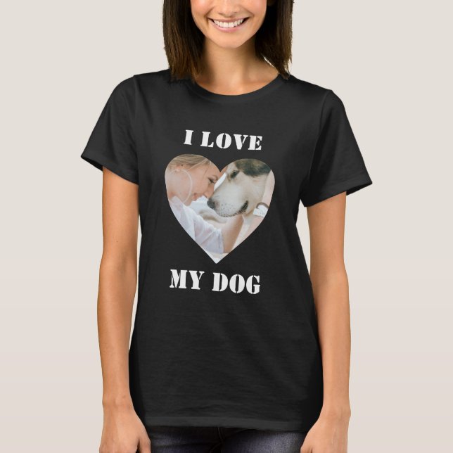 Ich Liebe Mein Hund Herz Custom Personalisierten H T-Shirt (Vorderseite)
