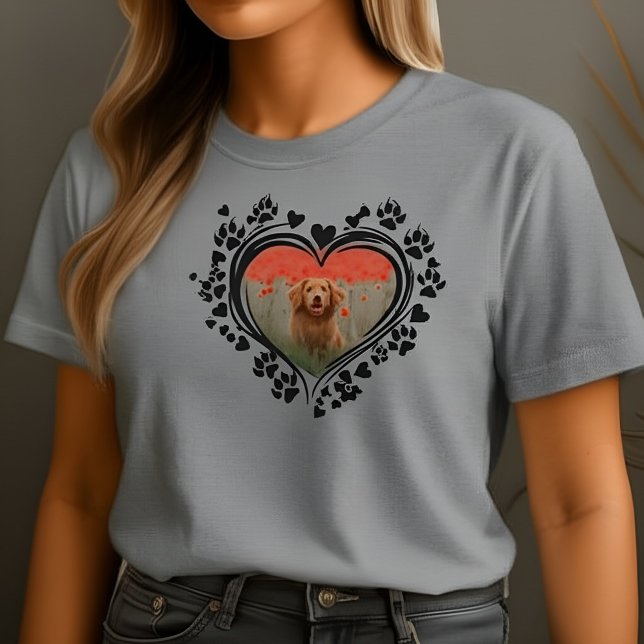 Ich Liebe mein Hund Herz Foto Hund Lover Pet T-Shirt (Von Creator hochgeladen)