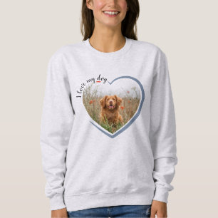 Ich Liebe mein Hund Herz Foto lange geschlafen Sweatshirt