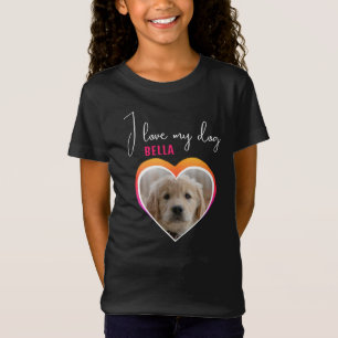 Ich Liebe mein Hund Herz Foto Name Black Girl's T-Shirt