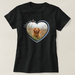 Ich Liebe mein Hund Herz Foto Schwarz T-Shirt