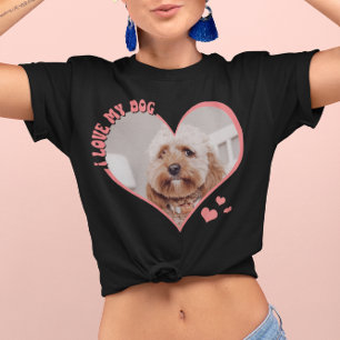 Ich Liebe mein Hund Herz Foto Schwarz T-Shirt