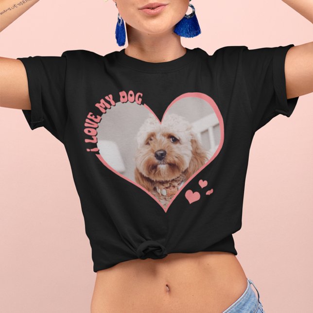 Ich Liebe mein Hund Herz Foto Schwarz T-Shirt (Von Creator hochgeladen)