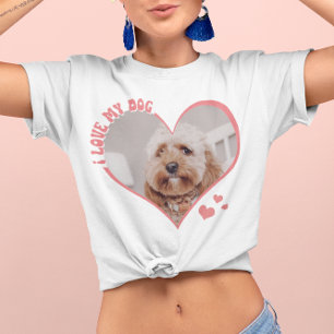 Ich Liebe mein Hund Herz Foto Weiß T-Shirt