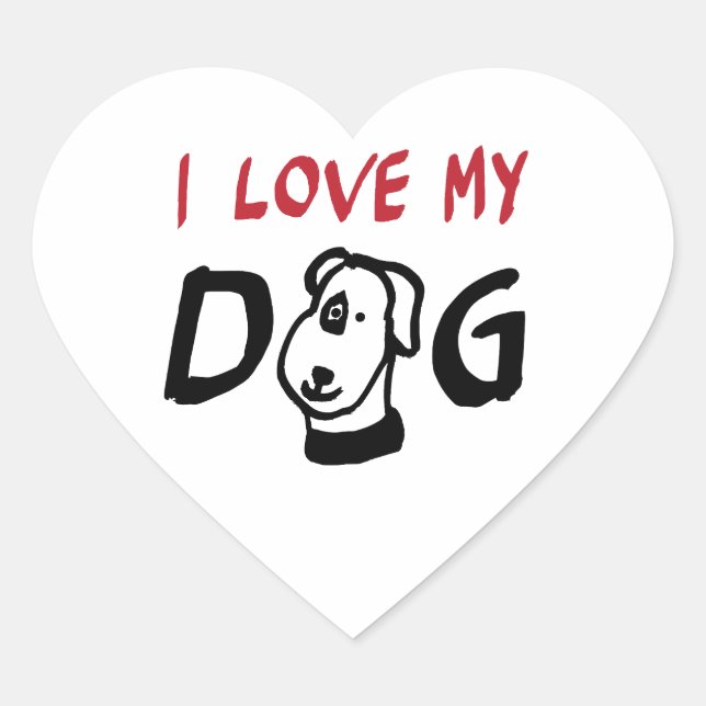 Ich Liebe Mein Hund mit Hundeillustrierung Herz-Aufkleber (Vorderseite)