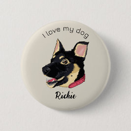 Ich Liebe mein Hund Niedliche deutsche Schäferpupp Button