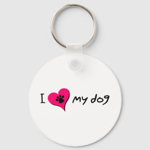 Ich Liebe mein Hund Niedliche Paw Print on Heart Schlüsselanhänger