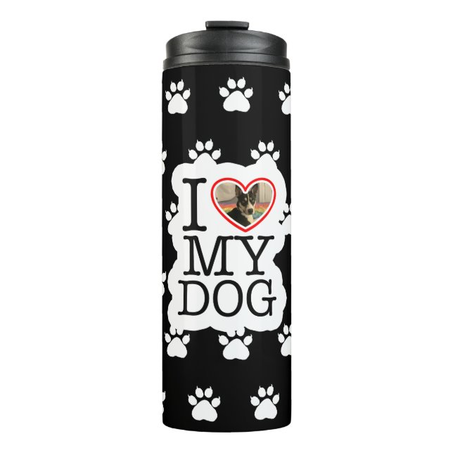 Ich Liebe mein Hund Personalisiert Thermosbecher (Vorderseite)