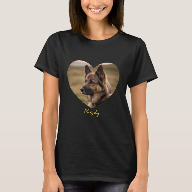 Ich Liebe mein Hund personalisierte Bild und Namen T-Shirt (Vorderseite)