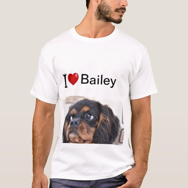 Ich Liebe Mein Hund personalisiertes Foto T-Shirt (Vorderseite)