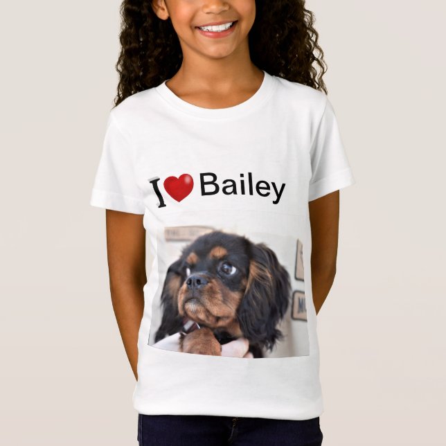 Ich Liebe Mein Hund personalisiertes Foto T-Shirt (Vorderseite)
