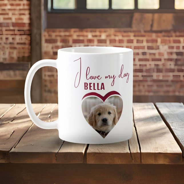 Ich Liebe mein Hund Red Heart Foto Pet Name Kaffeetasse (Von Creator hochgeladen)