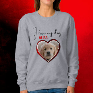 Ich Liebe mein Hund Red Heart Pet Foto Name Sweatshirt