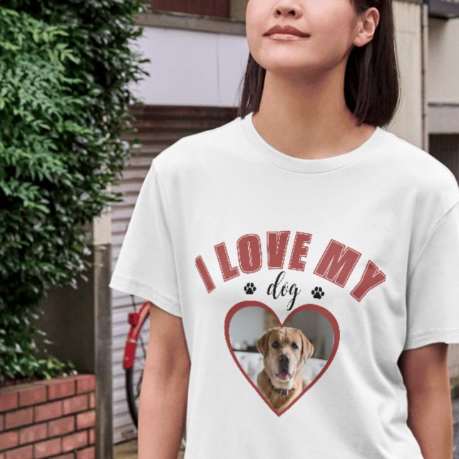 Ich Liebe mein Hund Red Personalisiert Dog Lover F T-Shirt (Von Creator hochgeladen)