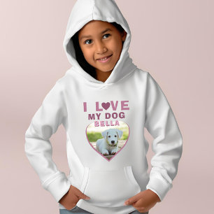 Ich Liebe mein Hund rosa Herz Foto Pet Name Hoodie