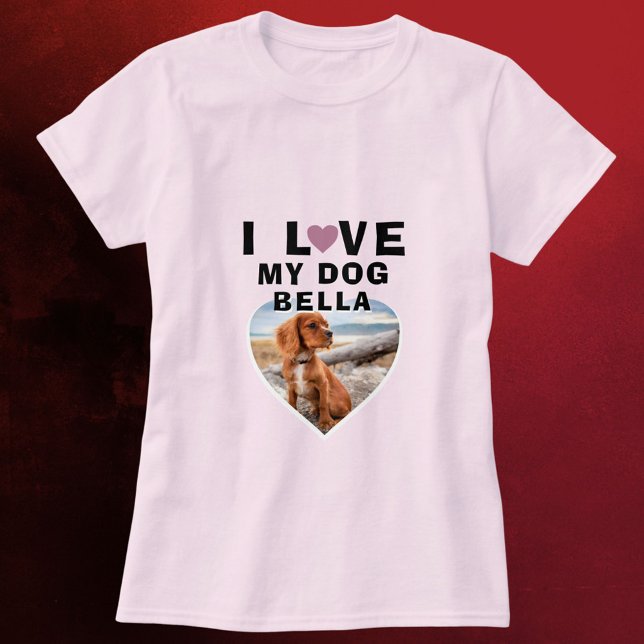 Ich Liebe mein Hund rosa Herzhund Foto T-Shirt (Von Creator hochgeladen)