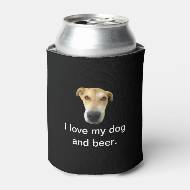 Ich Liebe mein Hund und Bier Funny Pet Foto Dosenkühler (Kanne Vorderseite)