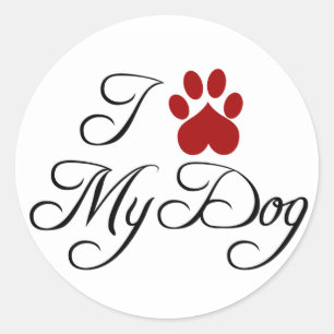 Ich Liebe mein Hundebügel Runder Aufkleber