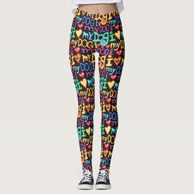 Ich Liebe mein Hundeschema Leggings (Vorderseite)