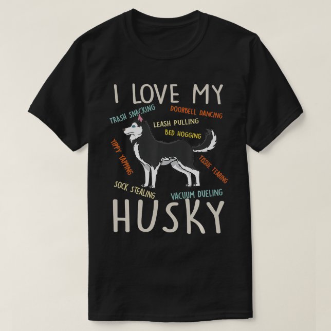 Ich Liebe mein Husky Hund Mama Vater Niedliches Ge T-Shirt (Design vorne)