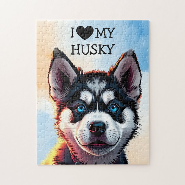 Ich Liebe mein Husky Personalisiert Puzzle (Vertikal)