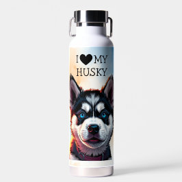 Ich Liebe mein Husky Personalisiert Trinkflasche