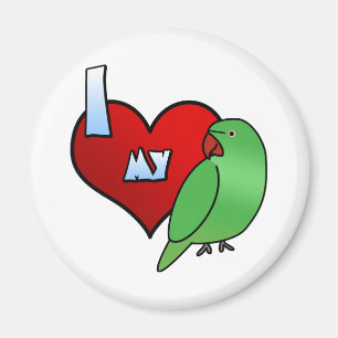 Ich Liebe mein indisches Ringneck Parakeet Hen Magnet