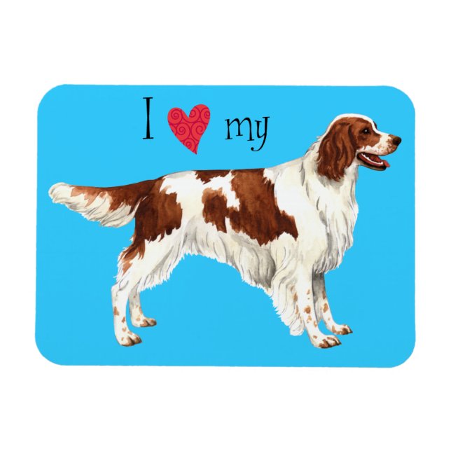 Ich Liebe mein Irisch Rot und Weiß Setter Magnet (Horizontal)