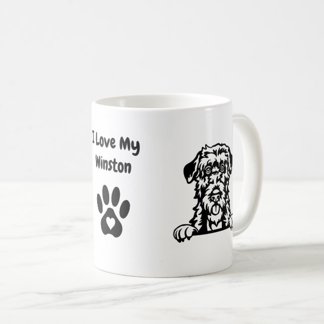 Ich Liebe mein IRISH WOLFHOUND | Name des Hundes u Kaffeetasse (VorderseiteRechts)