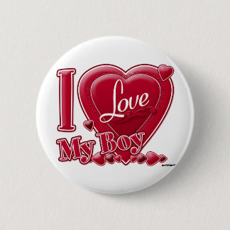 Ich Liebe Mein Junge rot - Herz Button