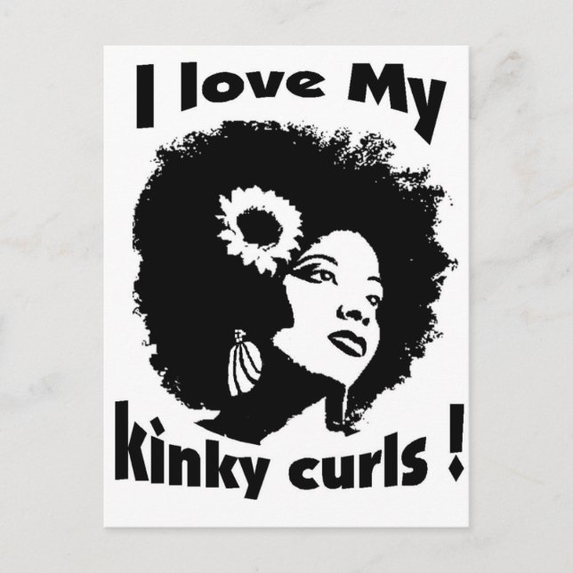 Ich Liebe mein kinky Curly Hair Postkarte (Vorderseite)