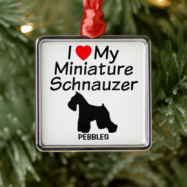 Ich Liebe mein kleiner Schnauzer Hund Ornament Aus Metall (Baum)
