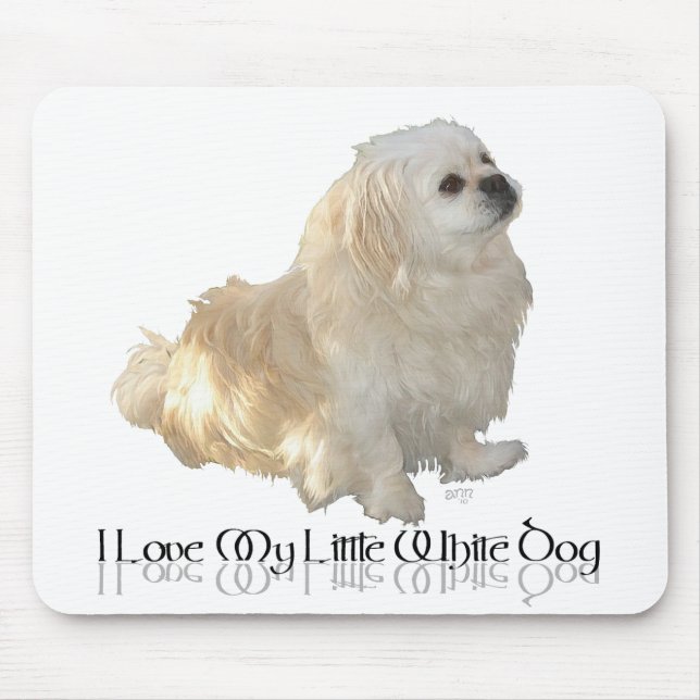 Ich Liebe mein kleiner weißer Hund - Pekingese ! Mousepad (Vorne)
