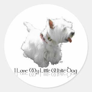 Ich Liebe mein kleiner weißer Hund - Westie Runder Aufkleber