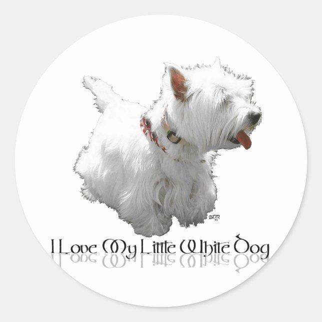 Ich Liebe mein kleiner weißer Hund - Westie Runder Aufkleber (Vorderseite)